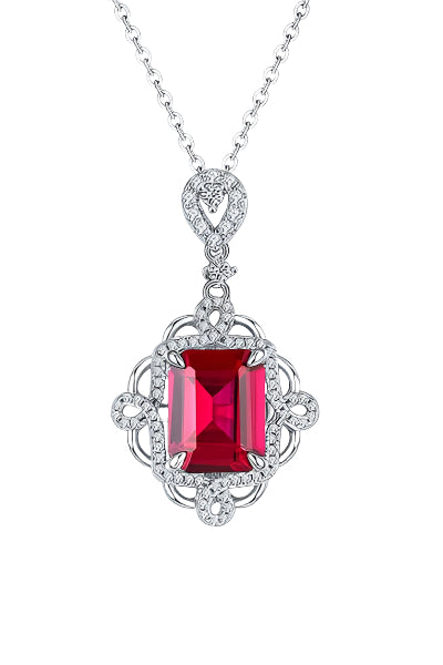 925 Sterling Silver Ruby Pendant Necklace