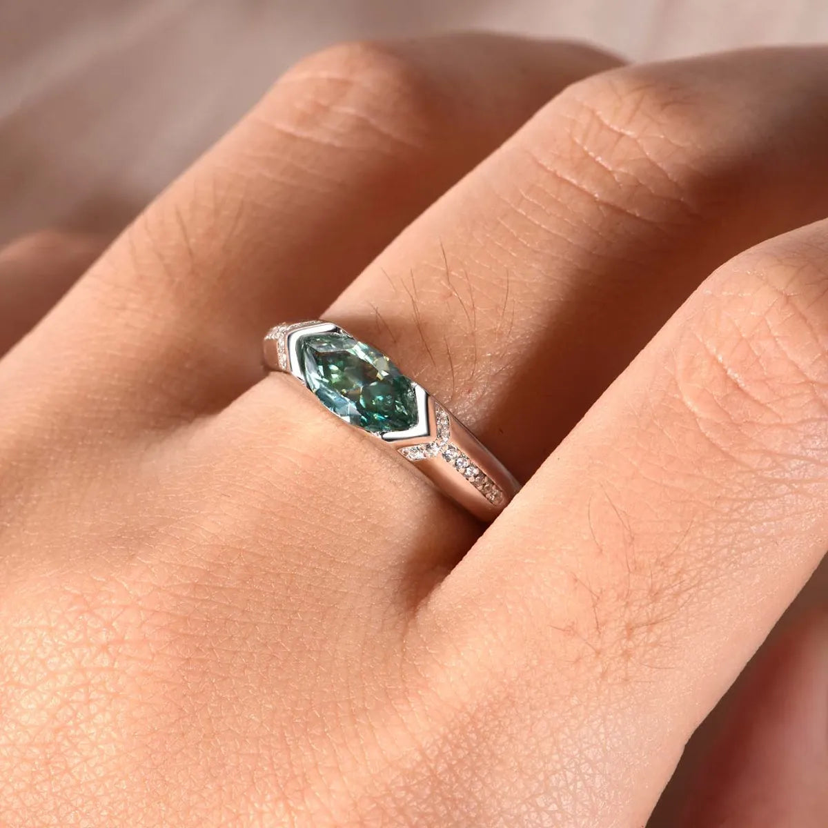 1 Carat Moissanite 925 Sterling Silver Ring on finger