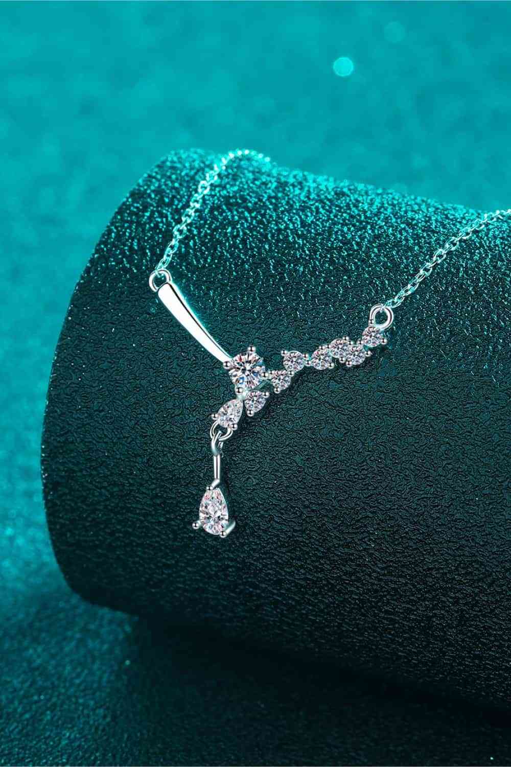 1 Carat Moissanite 925 Sterling Silver Necklace on display