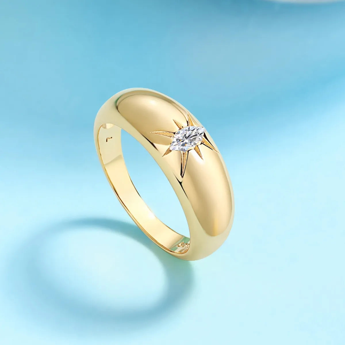 18K Gold-plated 925 Sterling Silver Moissanite Ring