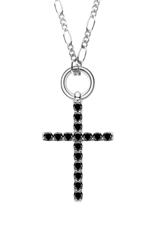 Moissanite Cross Pendant Platinum-Plated Necklace
