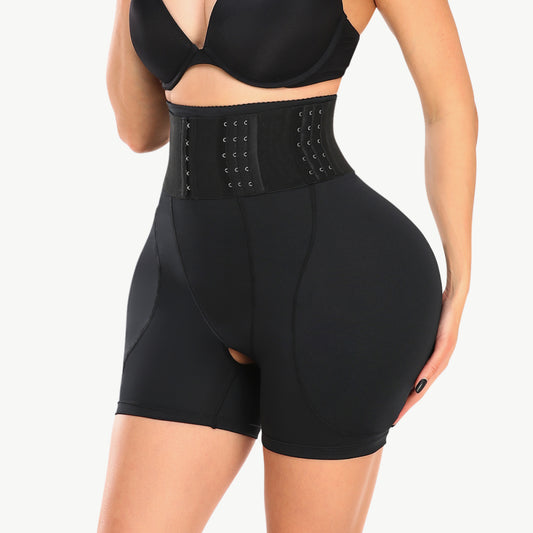 Black Full Size Removable Pad Shaping Shorts