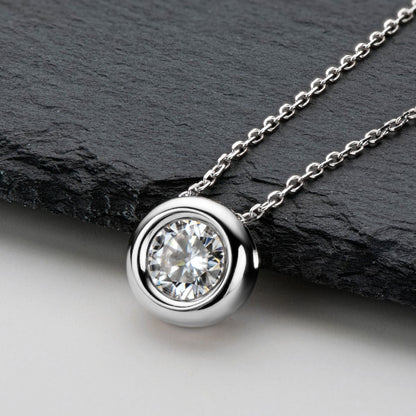 1 Carat Moissanite 925 Sterling Silver Necklace on display