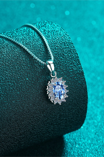 1 Carat Moissanite Sterling Silver Necklace on display