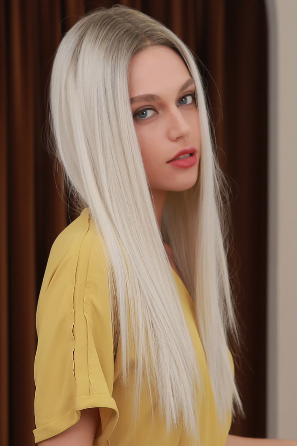 Blonde 13*2" Lace Front Wigs Synthetic Long Straight 26" 