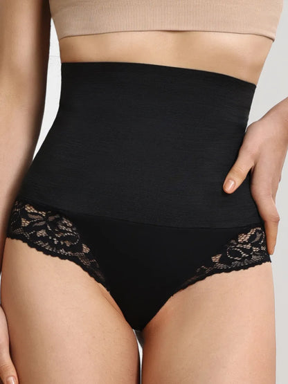 Black Lace Detail High Waist Shaping Panty