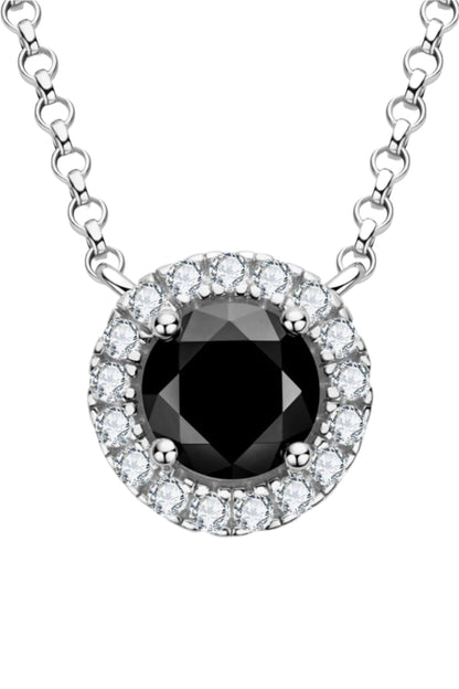 Two-Tone 1 Carat Moissanite Round Pendant Necklace