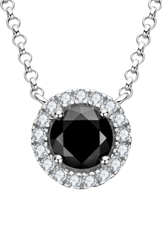 Two-Tone 1 Carat Moissanite Round Pendant Necklace