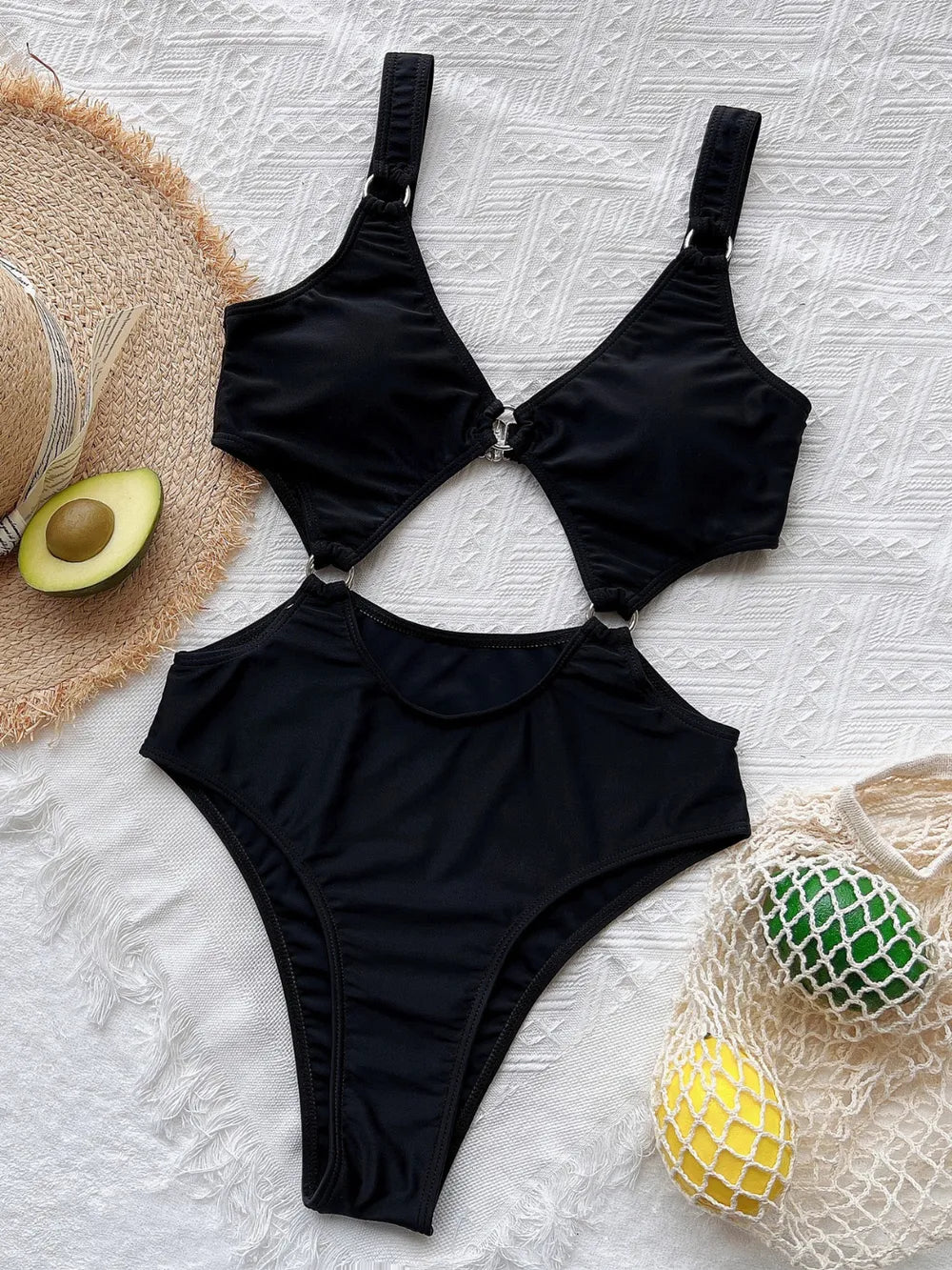 Black Purge Cutout Plunge One-Piece Swimwear