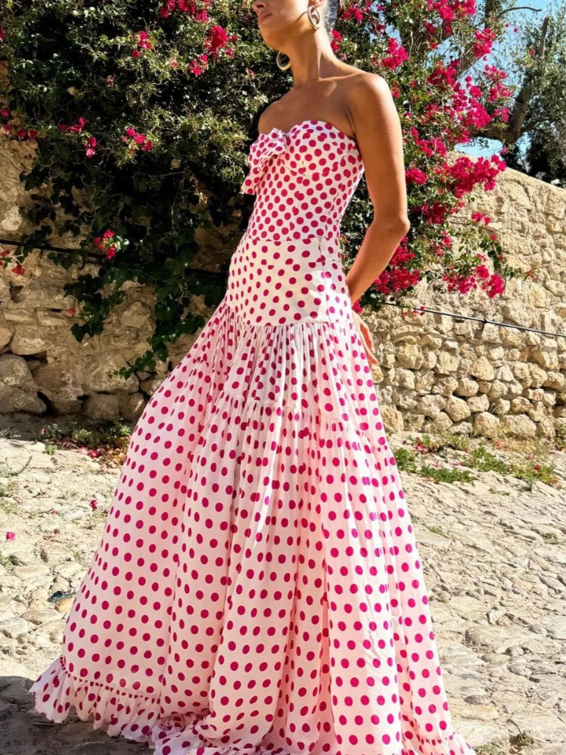 Pink Heart Printed One-Piece Swimwear and Skirt Set