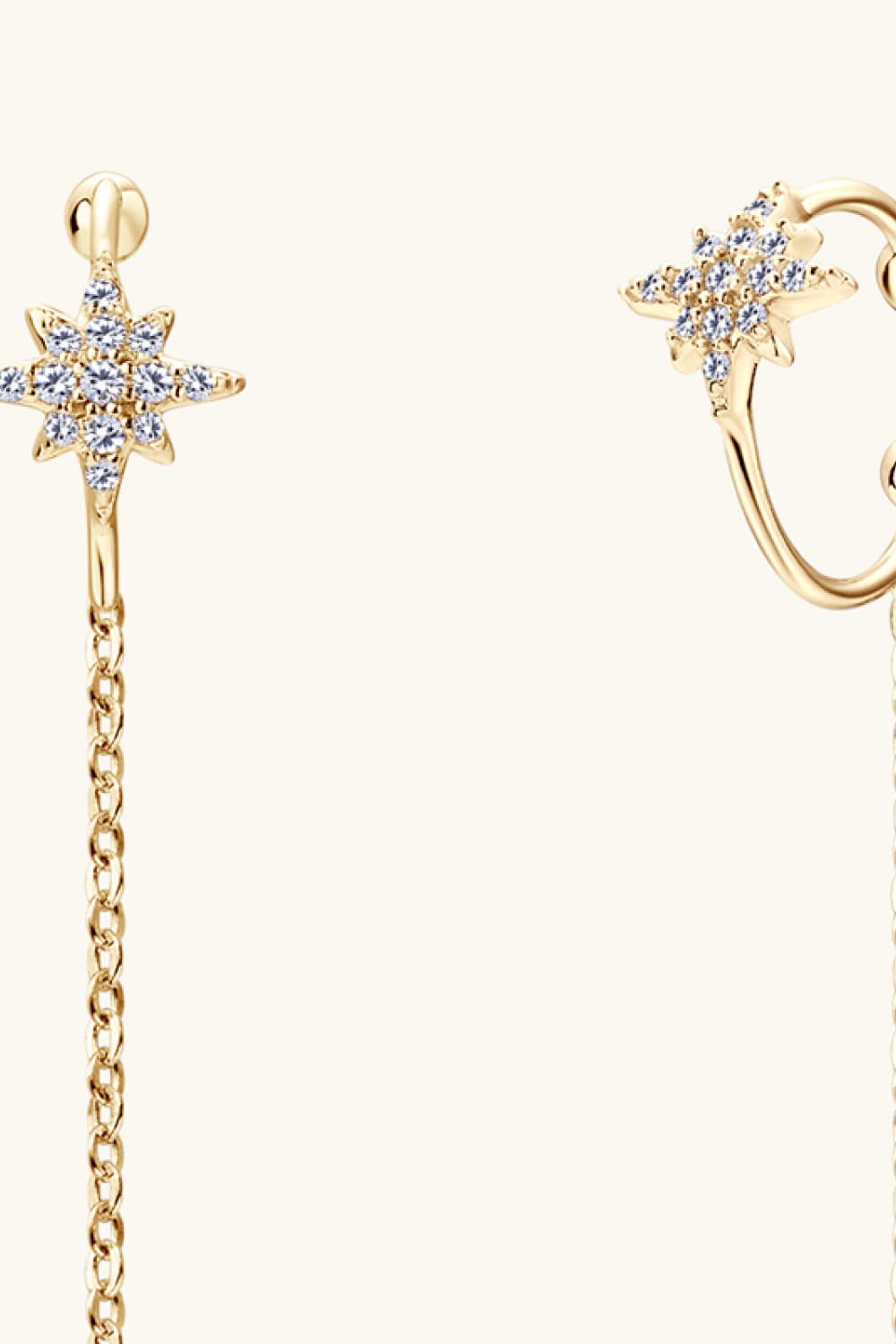 Moissanite 925 Sterling Silver Threader Earrings 18K Gold