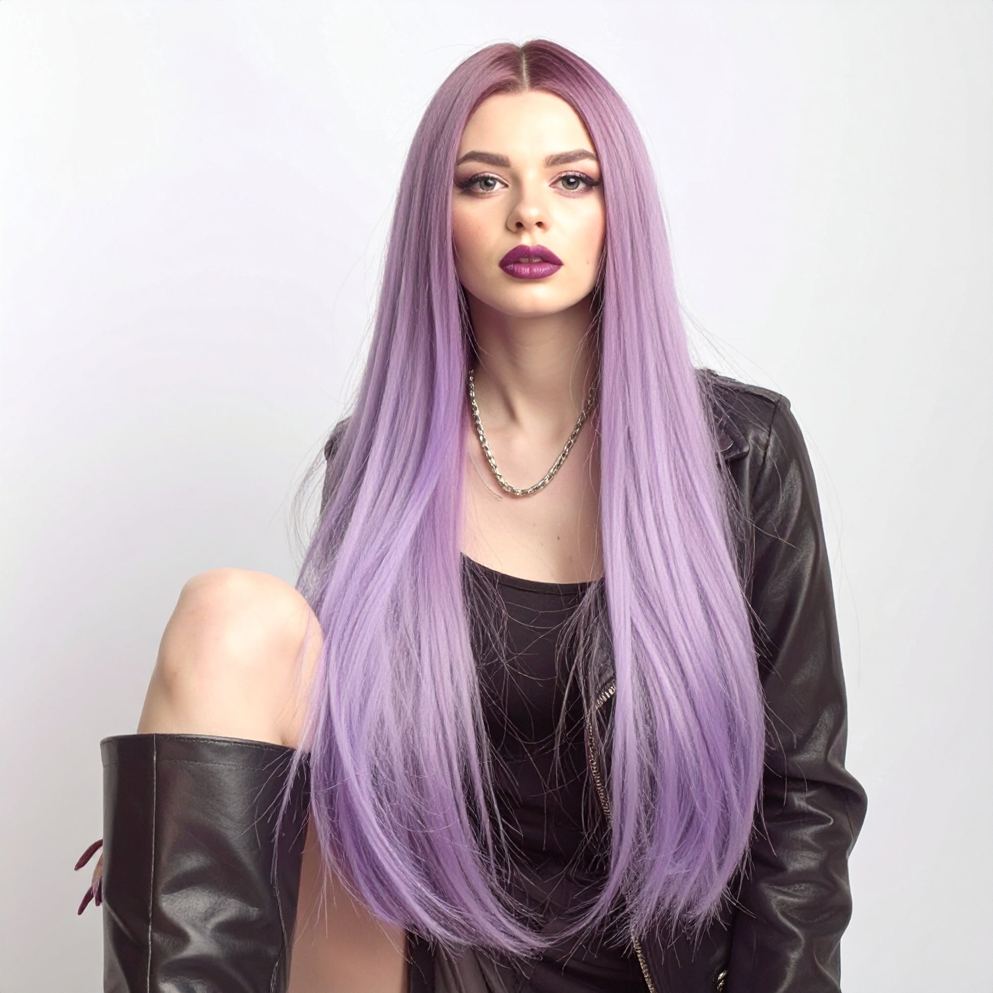 Perfect Purple Long Straight Wig 24"