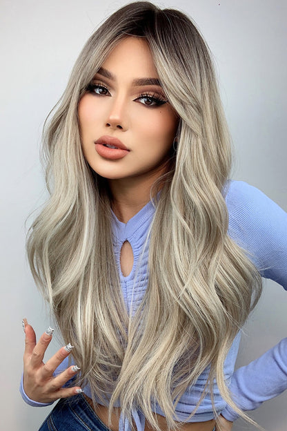 Ash Blonde Balayage Full Machine Long Wave Wigs 26''