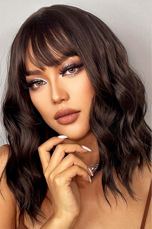 Black Natural Looking Synthetic Full Machine Bobo Wigs 12''
