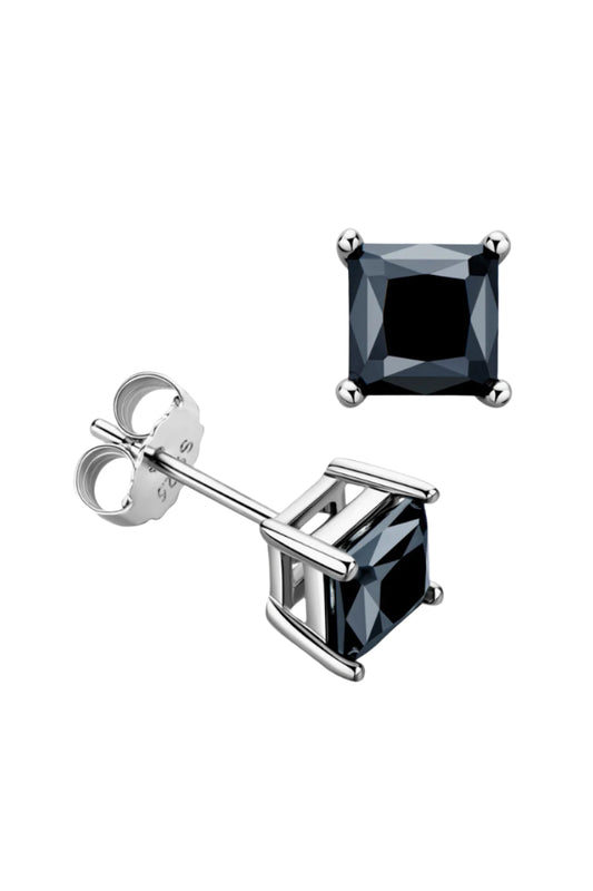 Sterling Silver Square Moissanite Stud Earrings