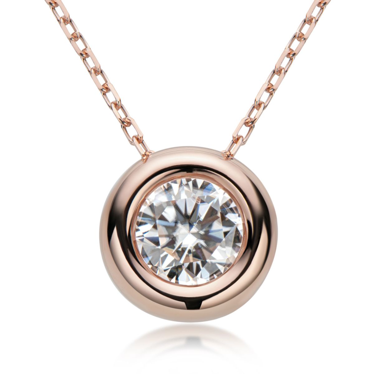 1 Carat Moissanite 925 Sterling Silver Necklace rose gold