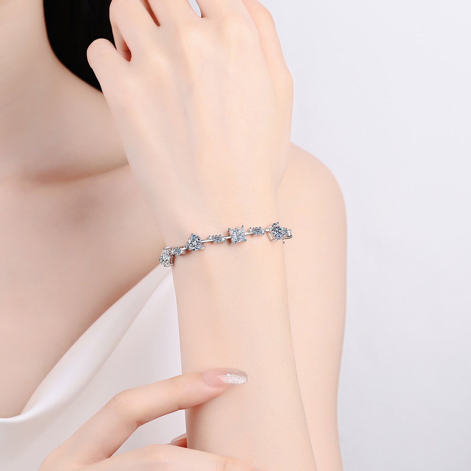 6.2 Carat Moissanite Sterling Silver Bracelet on wrist