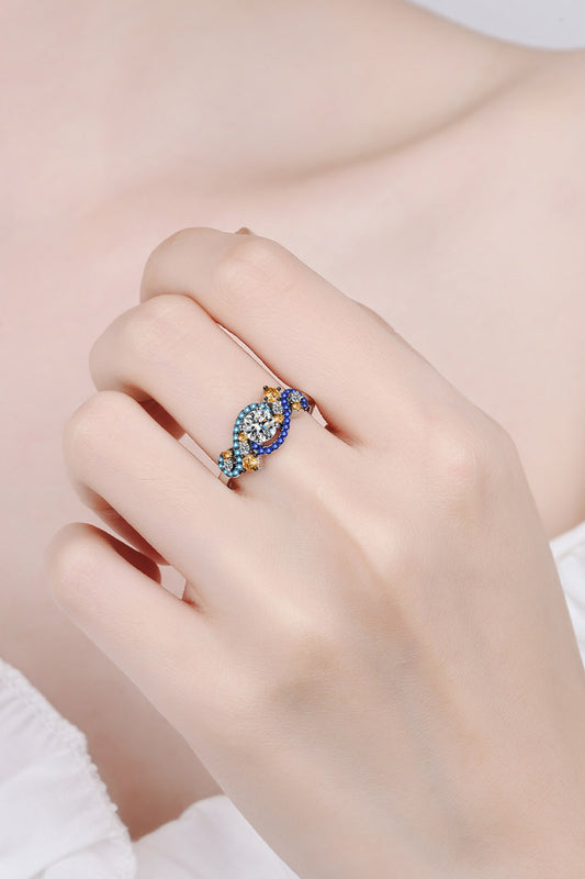 Moissanite Contrast 925 Sterling Silver Ring on finger