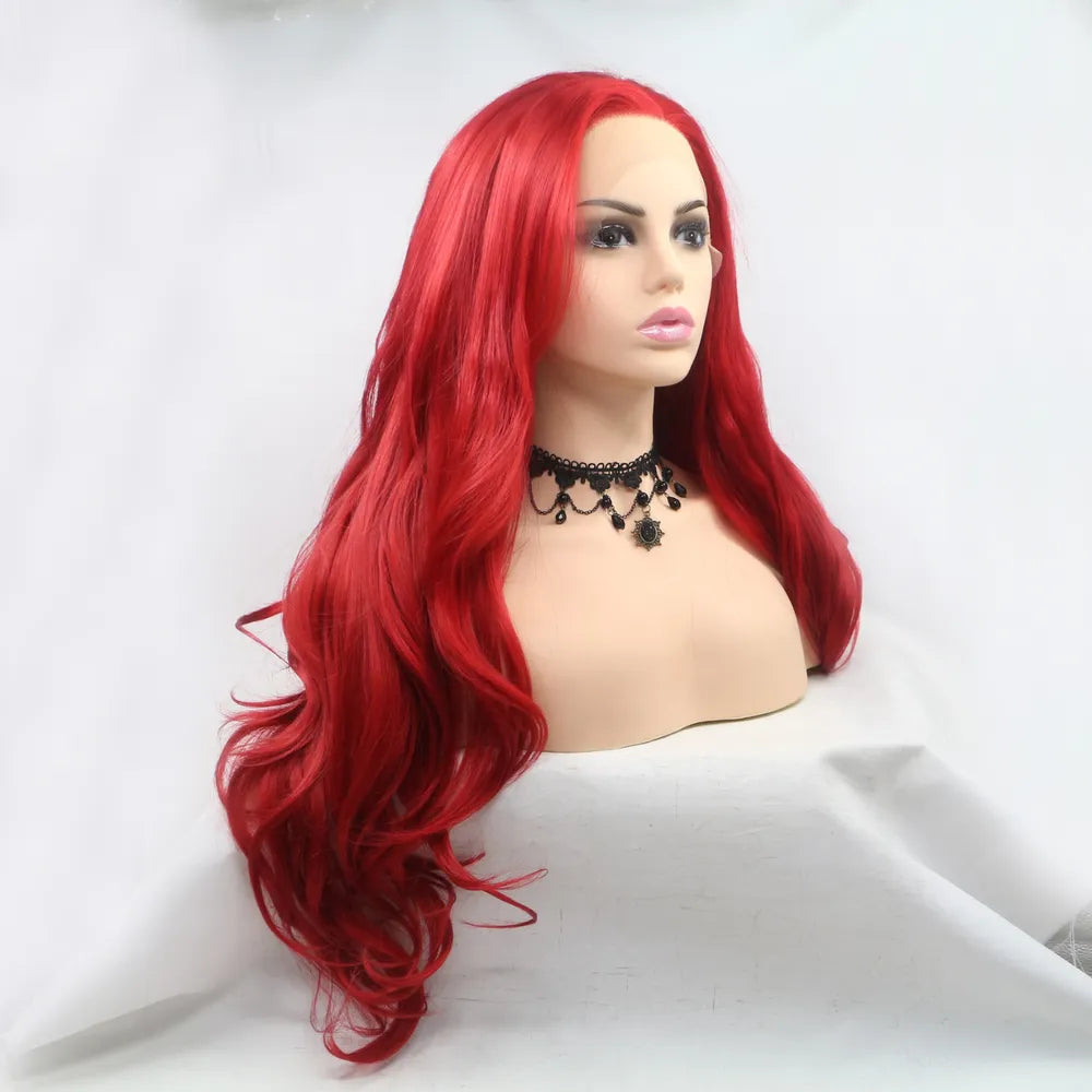Red Synthetic Long Wavy Wig 24"