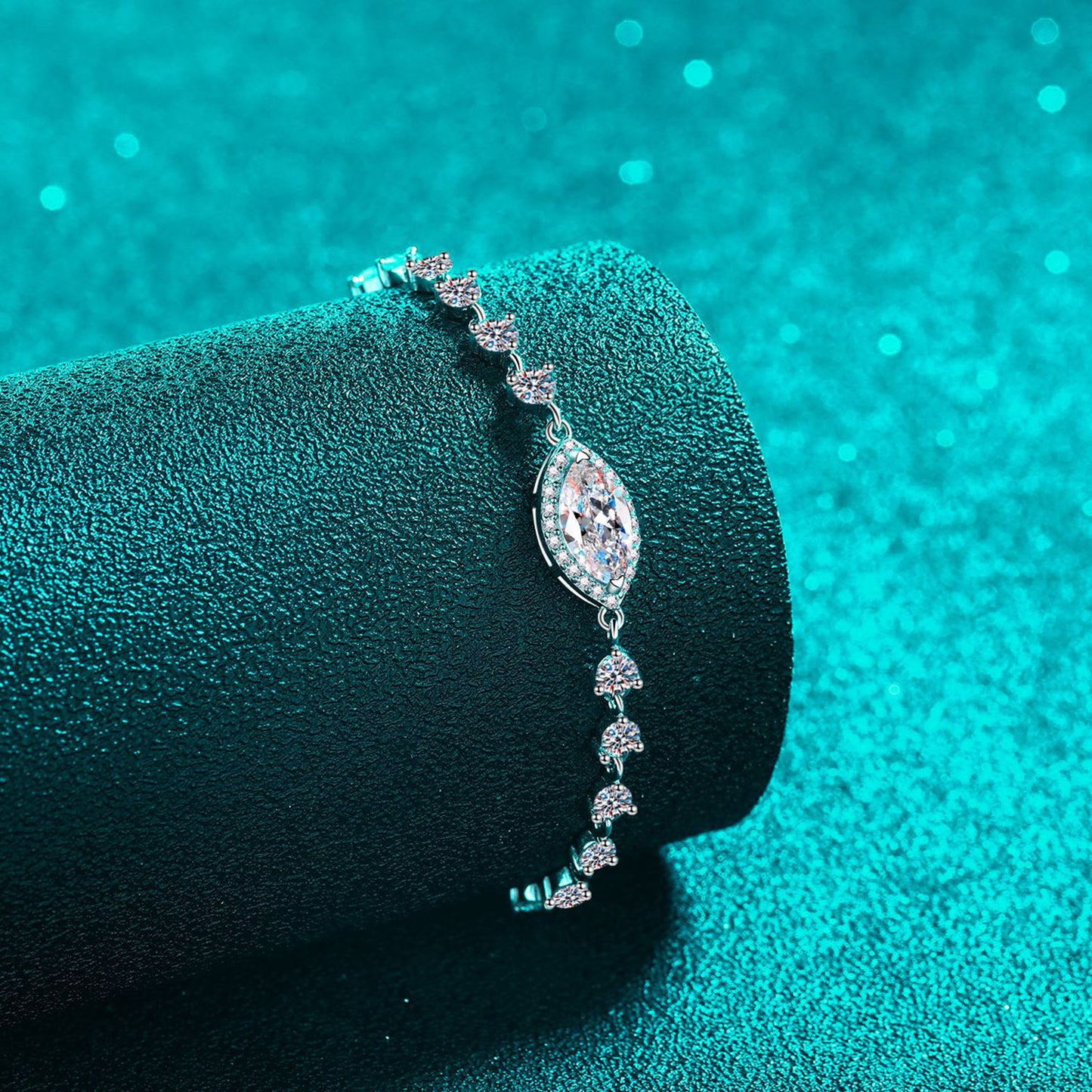 1 Carat Moissanite Sterling Silver Bracelet on display
