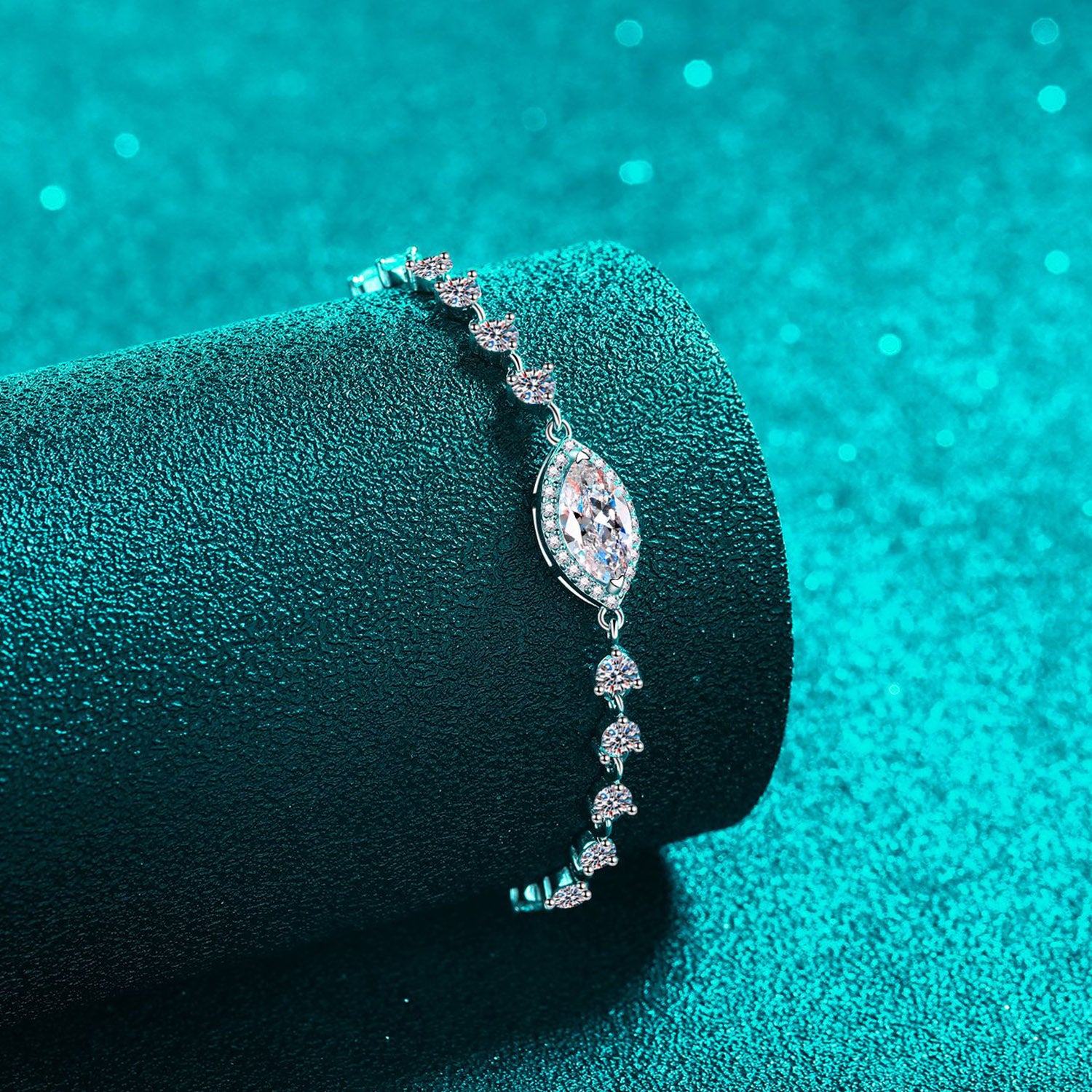 1 Carat Moissanite Sterling Silver Bracelet on display