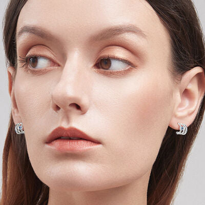 Moissanite 925 Sterling Silver Earrings on ears