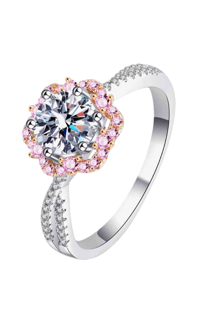 1 Carat Moissanite Flower-Shaped Crisscross Ring