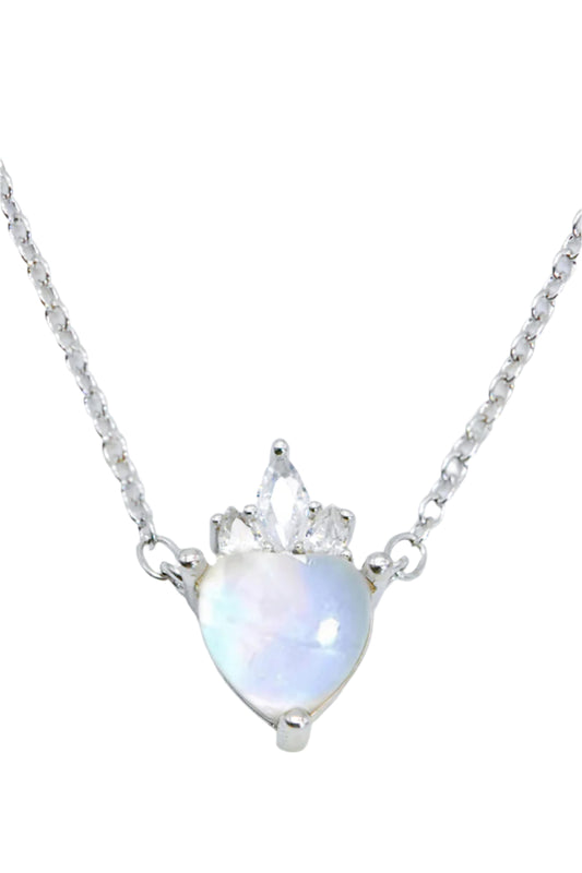 Sterling Silver Moonstone Heart Pendant Necklace