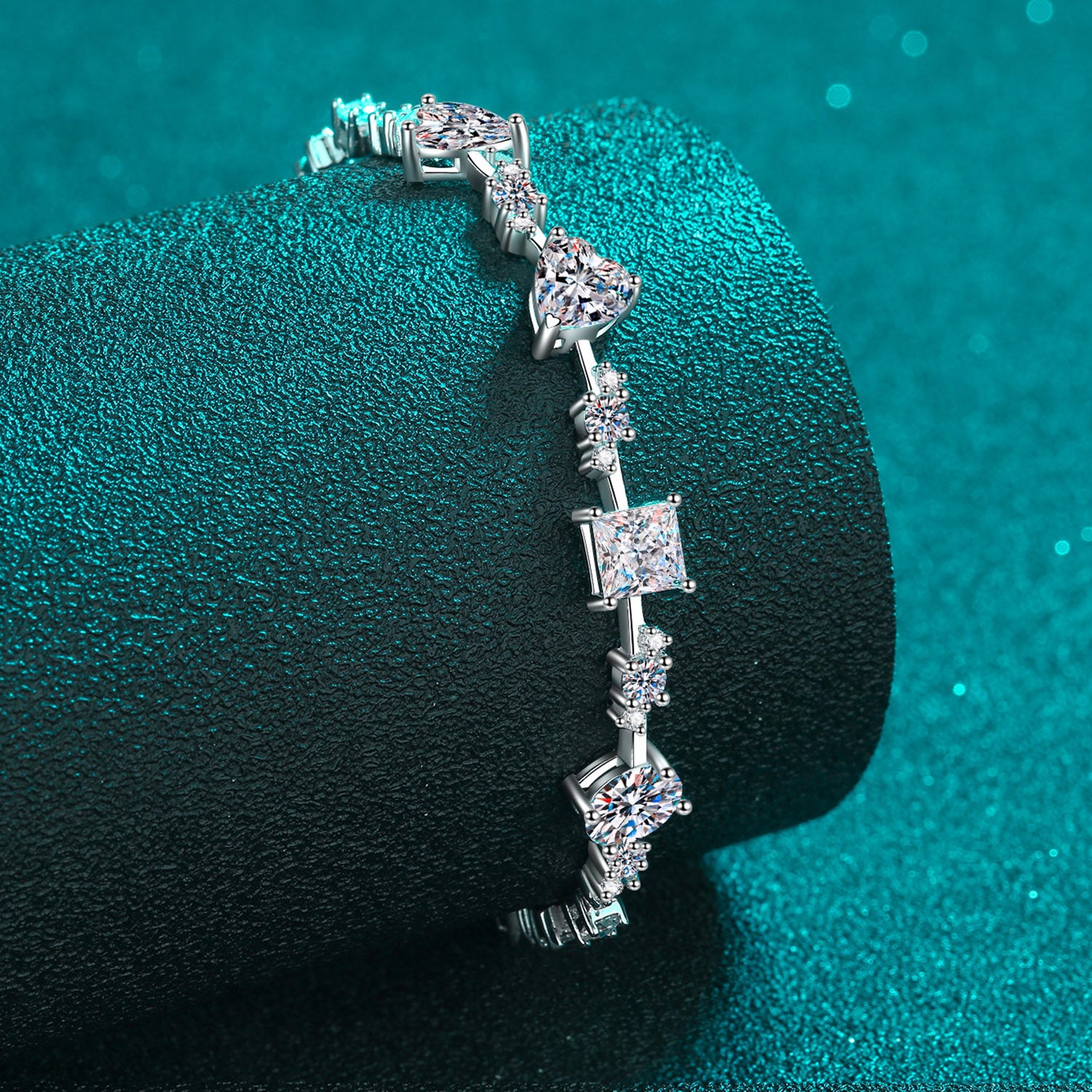 6.2 Carat Moissanite Sterling Silver Bracelet on display
