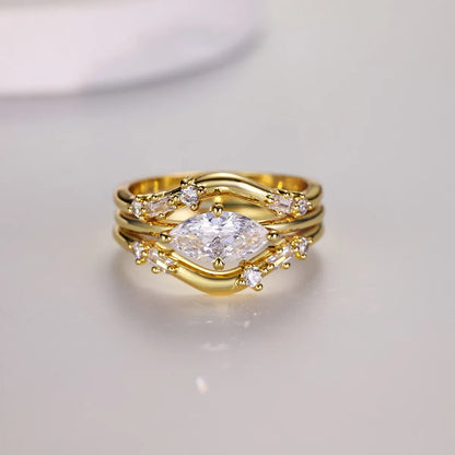 1 Carat Moissanite 925 Sterling Silver 3pcs Ring Set