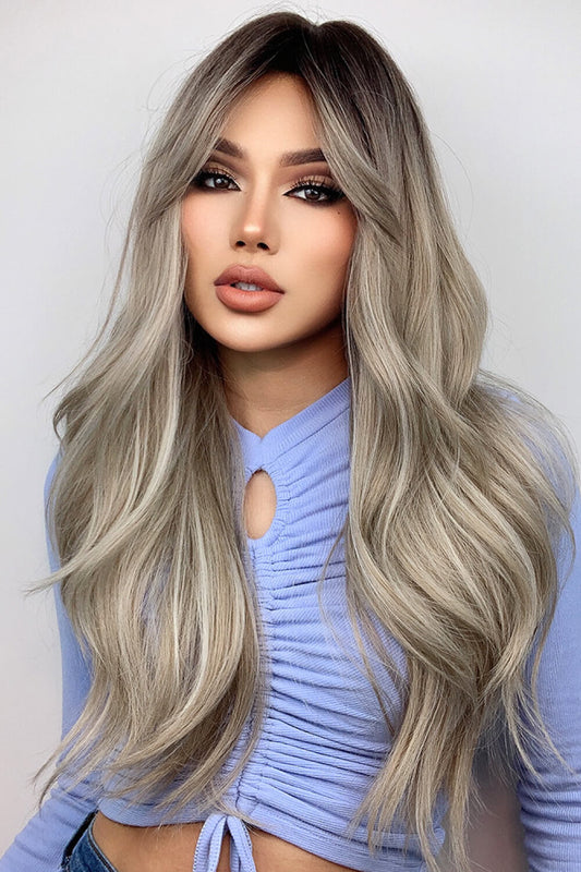 Ash Blonde Balayage Full Machine Long Wave Wigs 26''