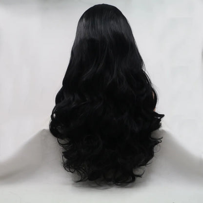 Lovely Long Black Synthetic Wavy Wig 24"