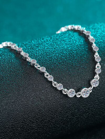 925 Sterling Silver Inlaid Moissanite Bracelet on display