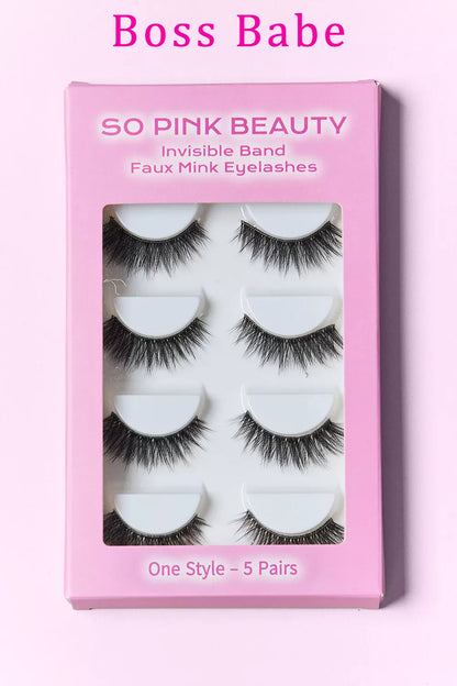SO PINK BEAUTY Faux Mink Eyelashes Variety Pack 5 Pairs