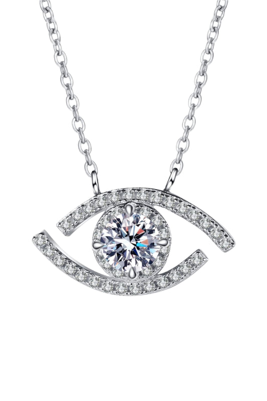 Moissanite Evil Eye Pendant Sterling Silver Necklace
