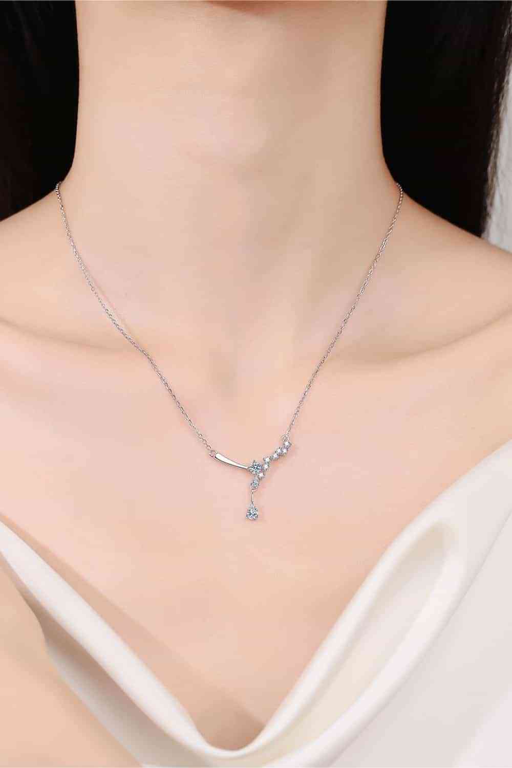 1 Carat Moissanite 925 Sterling Silver Necklace around neck