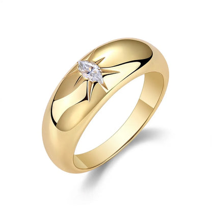 18K Gold-plated 925 Sterling Silver Moissanite Ring