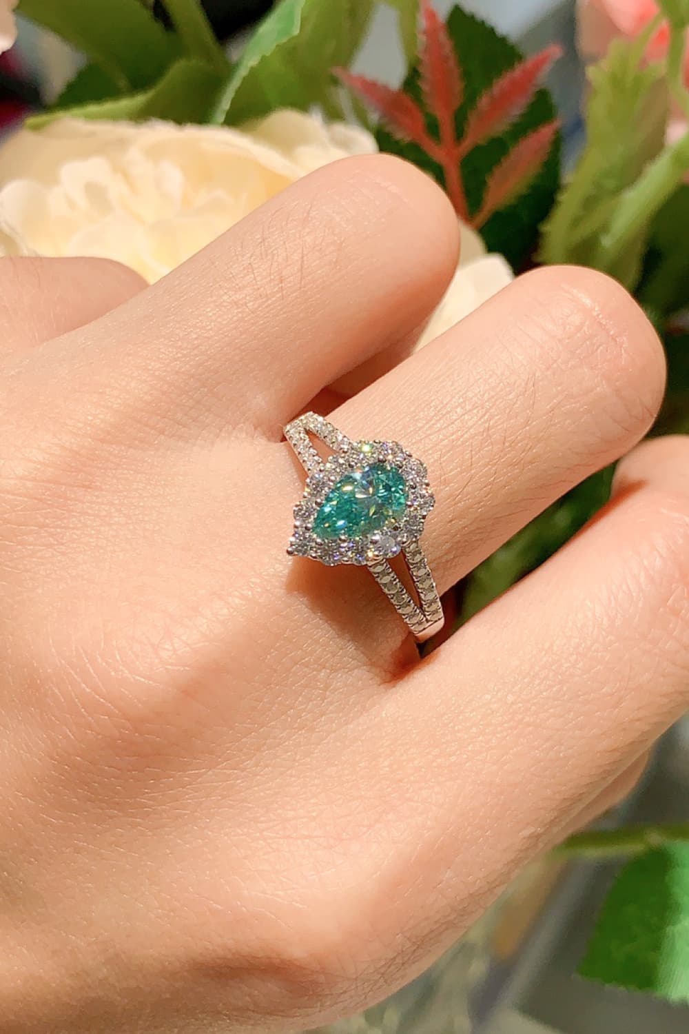 1 Carat Moissanite 925 Sterling Silver Ring on finger