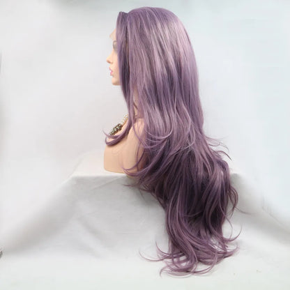 Purple Synthetic Long Wavy Wig 24"