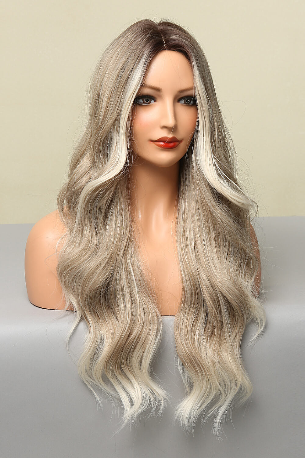 Light Brown/Blonde Balayage Full Machine Made Long Wave Wigs 26''