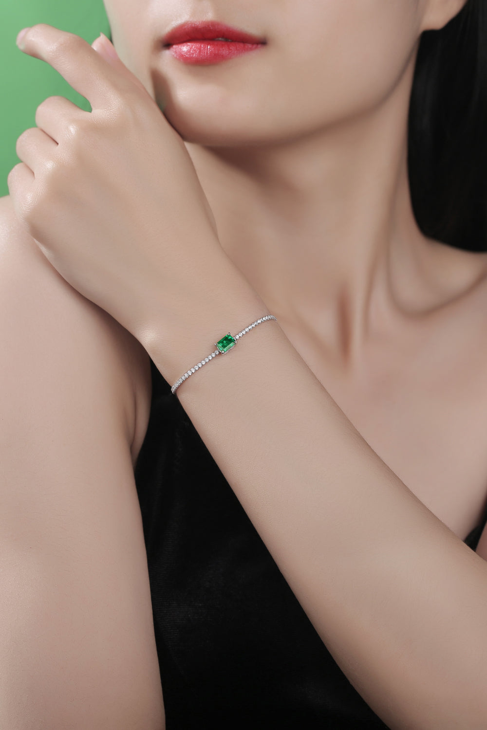 Adored 1 Carat Lab-Grown Emerald Bracelet on wrist