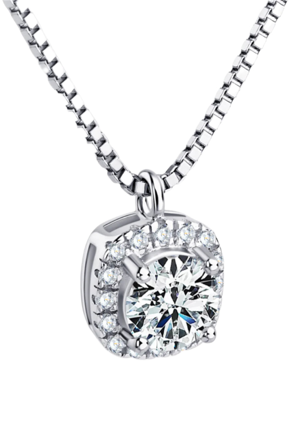 Moissanite Pendant Platinum-Plated Necklace