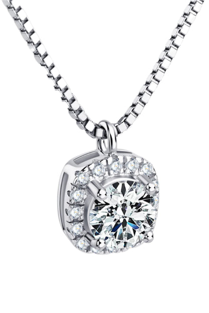 Moissanite Pendant Platinum-Plated Necklace