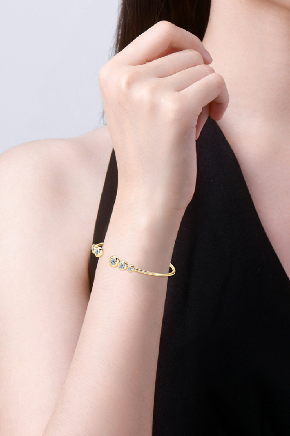 1.8 Carat Moissanite 18K Gold-plated Bracelet around wrist