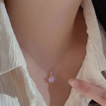 Moonstone 925 Sterling Silver Necklace around neck