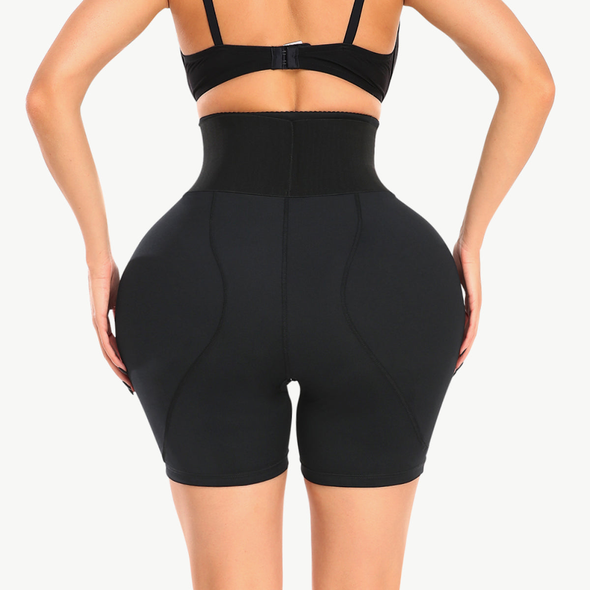 Black Full Size Removable Pad Shaping Shorts