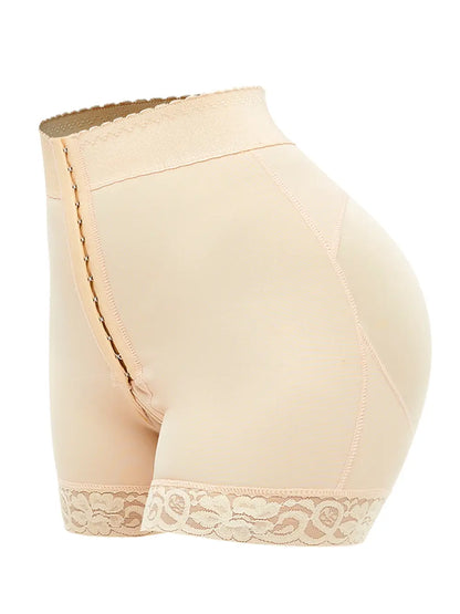 Tan Full Size Lace Detail Hook-and-Eye Shaping Shorts