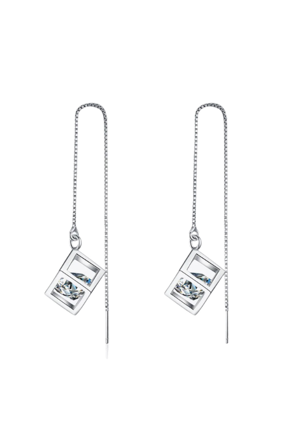 2 Carat Moissanite Sterling Silver Threader Earrings