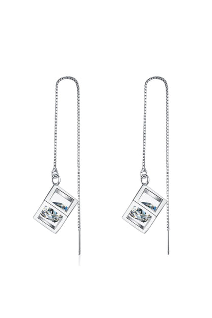 2 Carat Moissanite Sterling Silver Threader Earrings