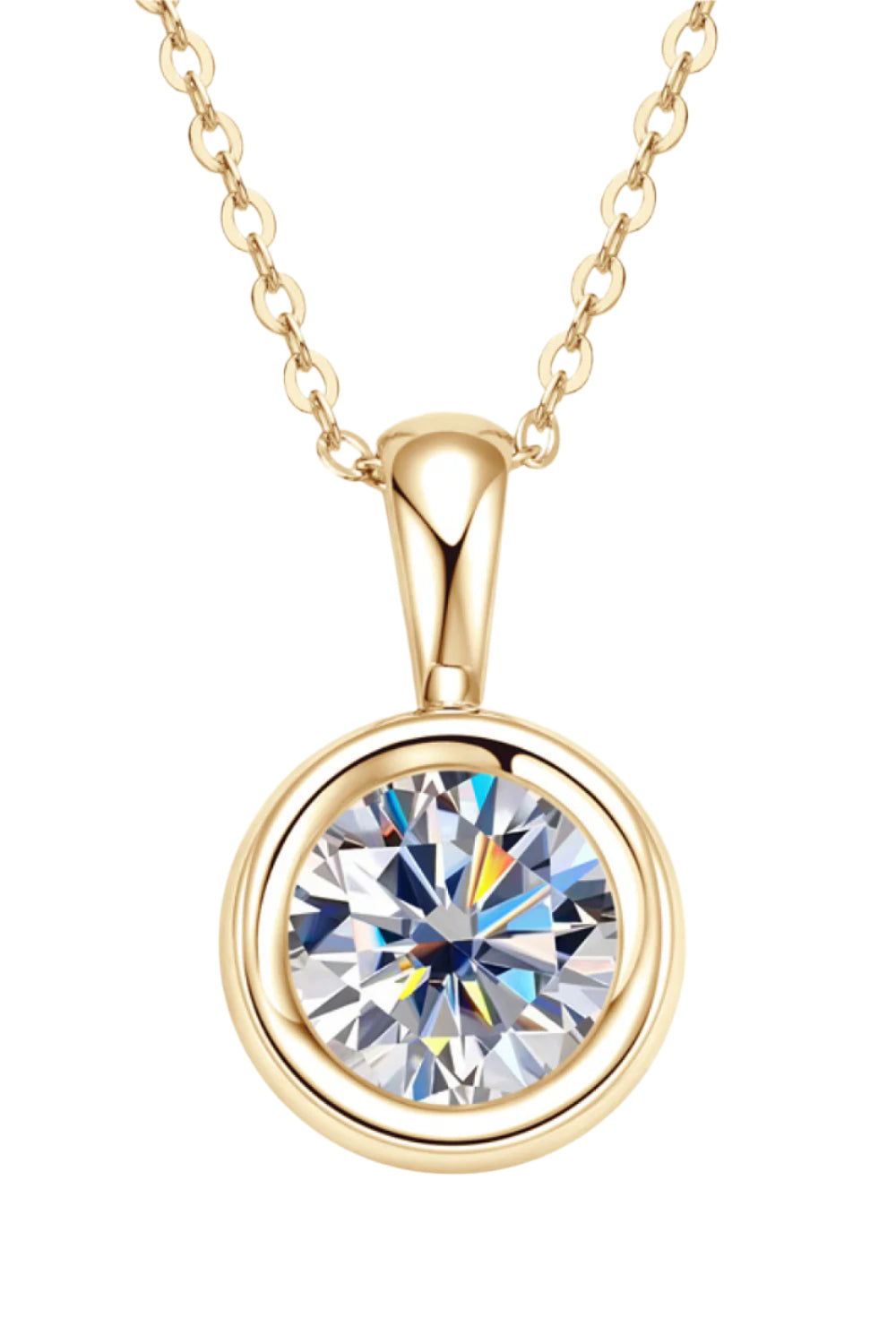 2 Carat Moissanite Sterling Silver Necklace gold